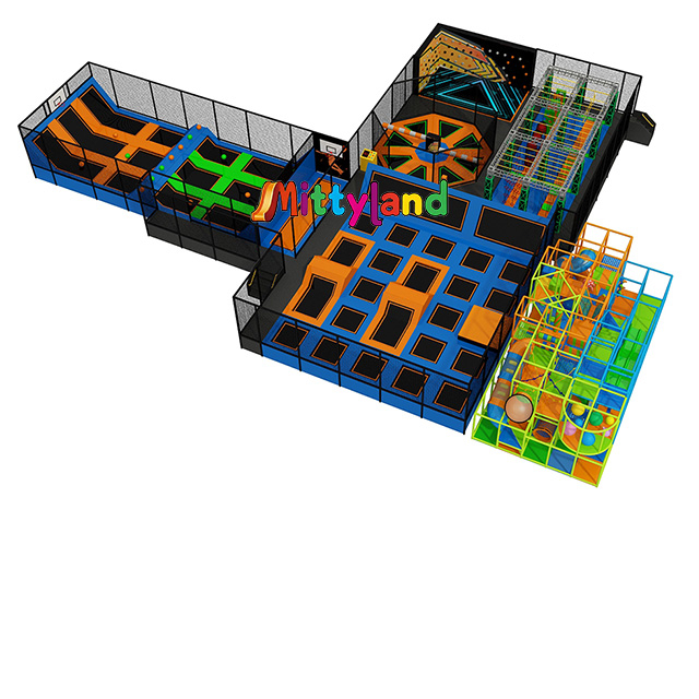 Mittyland A 1,200-square-meter Indoor Trampoline Park, A Commercial Sports And Entertainment Facility Featuring A Ninja Course And A Climbing Wall