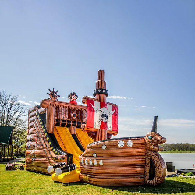 Commercial Inflatable Pirate Ship Water Slide Children Outdoor Playground Big Water Slides for Sale