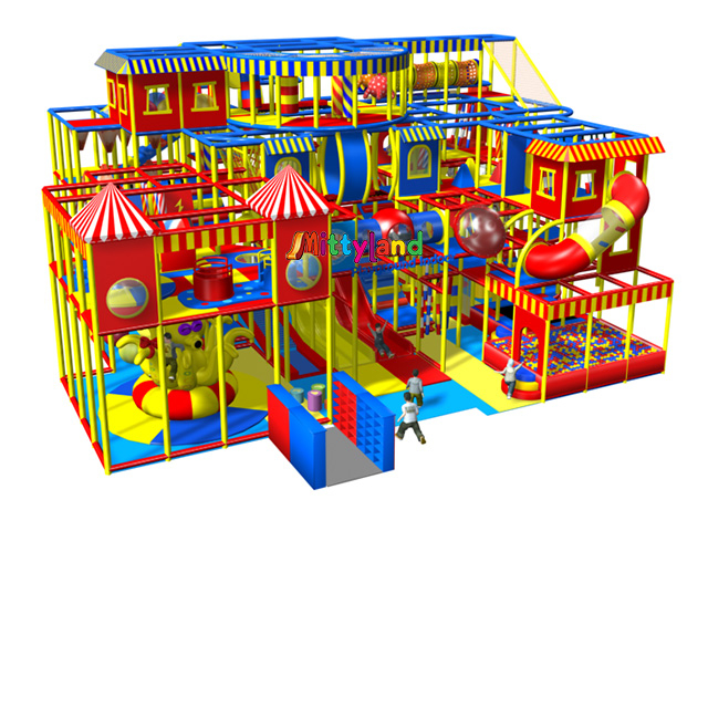 Mittyland 330 SQM Indoor Red Energetic Theme Kids Playground Climbing Wall Amusement Park Big Ball Pool 