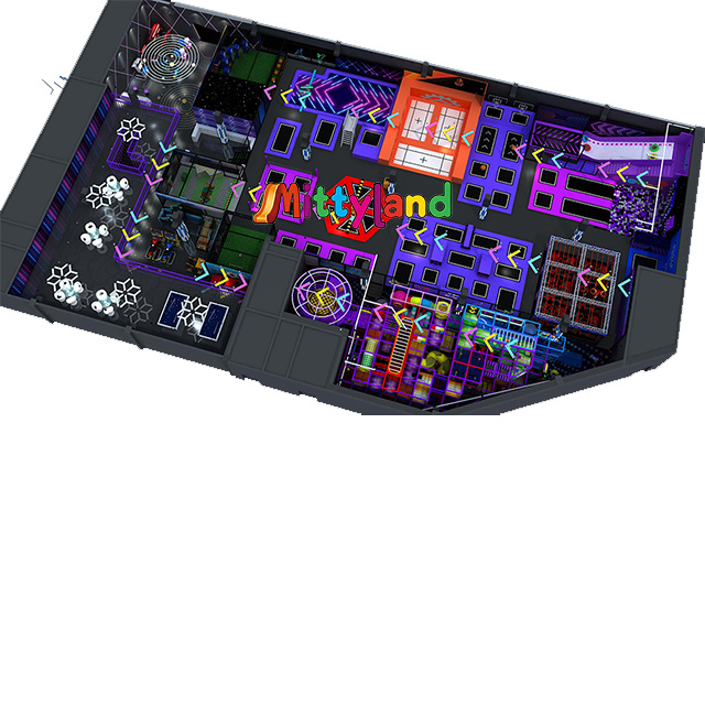 Mittyland A 1,760-square-meter Light Up Trampoline Park Equipped with A Ball Pit, Slides, And Climbing Walls