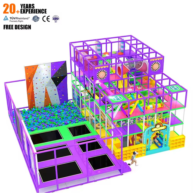 Large Maze Playland Soft Adventure Kids Play Center Children Indoor Playground Equipment with Trampoline and Climbing Wall