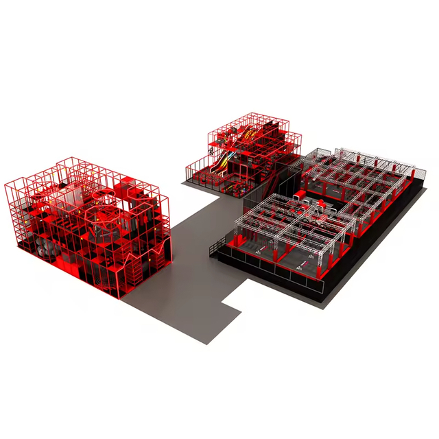 Commercial Indoor Amusement Park Children's Interactive Ninja Tag Arena Adventure Trampoline Gym Play Obstacle Course