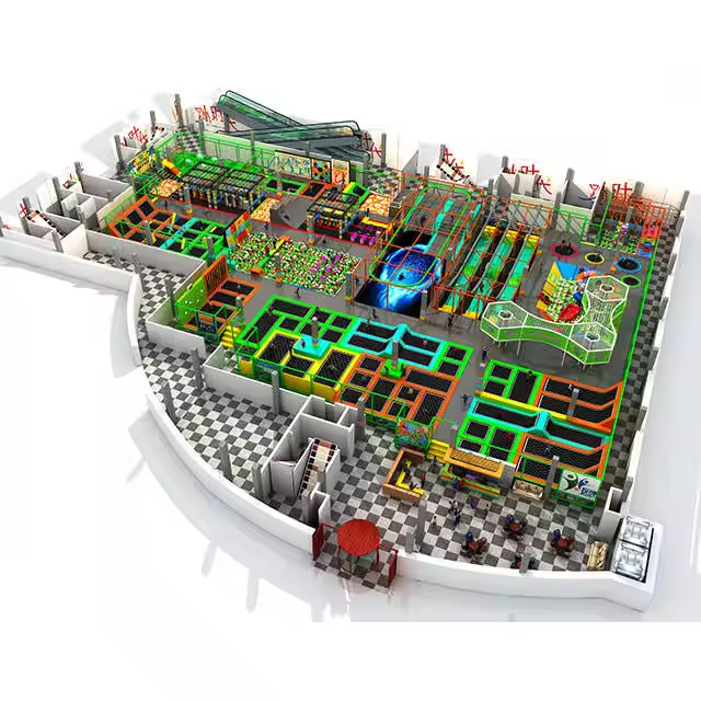 Premium Large Customized Indoor Trampoline Park Ninja Course Commercial Playground Kids CE Certified 500kg Capacity 