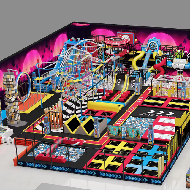 Children Amusement Play Sport Theme Indoor Soft Playground with Slides and Trampoline Play Equipment for Kids Club Play Center