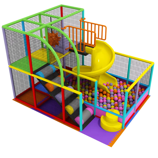 Colorful Mini Indoor Playground for Kids Soft Play Set with Slide And Ball Pit for Home School