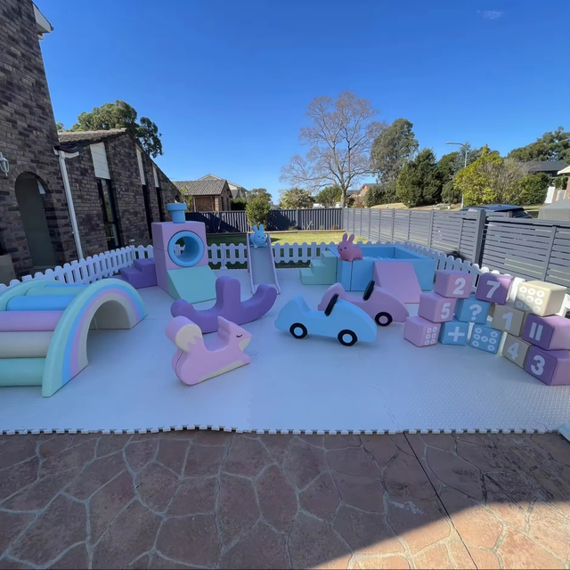 Custom Interesting Toddler Playground Indoor Pastel Foam Soft Play Blocks Rainbow Equipment Kids Birthday Party Soft Play Sets