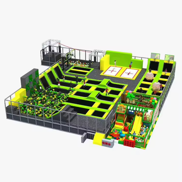 Super Large Quality Commercial Indoor/Outdoor Children's Trampoline Park Safe Trampoline with Foam Pit Slide Climbing