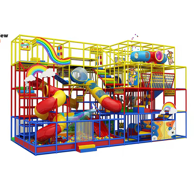 Hot Sale Rainbow Theme Amusement Park Small Commercial Custom Kids Play Area Indoor Playground Equipment