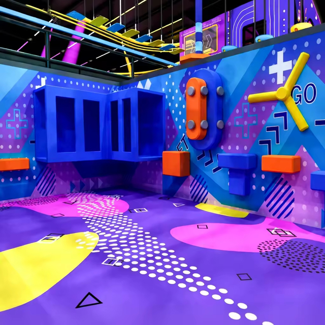 Super Runio Indoor Playground Adventure Park Wall Game Ball Pit with Slide Rock Climbing & Trampoline Park Climbing Wall