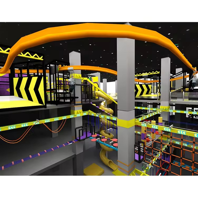 Interactive Ninja Theme Indoor Soft Playground Equipment Commercial Play Center Tag Gym Set Kids Adults Steel Trampolines Park