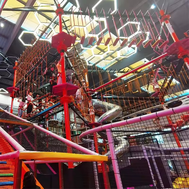 Custom High Rope Course Climbing Nets Trampoline Zip Line for Kids Adventure Indoor Playground Equipment