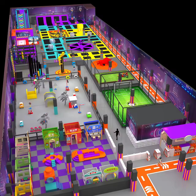 Customized Super-Large Indoor Trampoline Park for Adults Children Equipped Transparent Elastic Balls Devil Slides Electronics